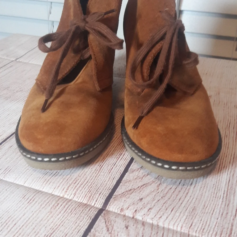J. Crew made in Italy suede wedge booties size 7